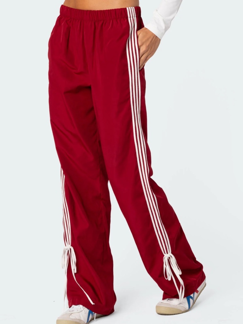 Wide-Leg Track Pants Ribbon Stripes - Red - Picture 4 of 5